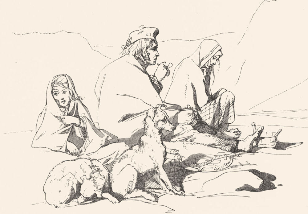 LANDSCAPES. Reapers Resting. Glen Fishie-Landseer c1880 old antique print